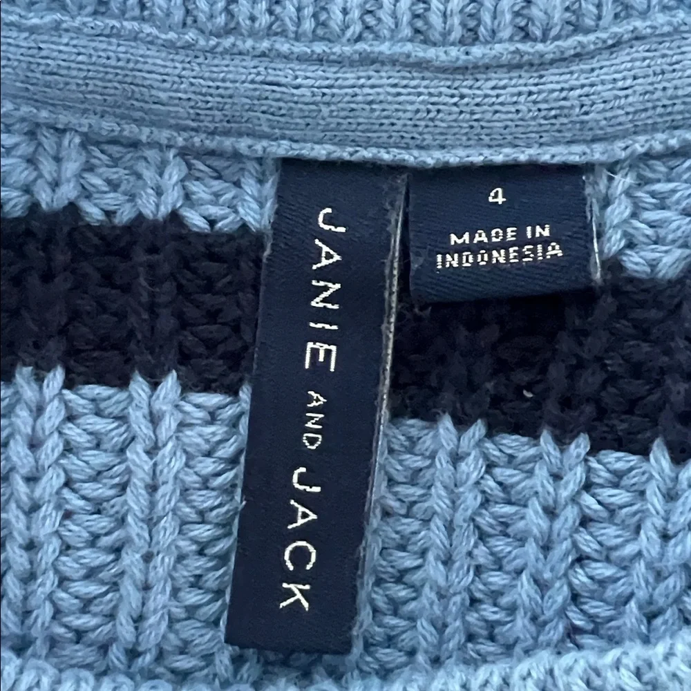 Janie and Jack Navy and Light Blue Striped Crewneck Sweater size 4T